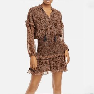 Aqua Brown and blk cinched waist dress